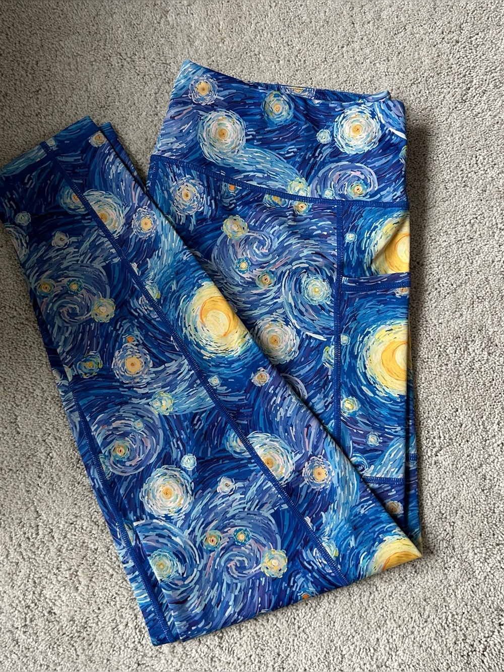 CVG Starry Night Full Length Leggings XXL Van Gogh With Pockets Blue